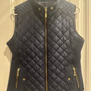 Active USA Quilted Blue Vest with Gold Zipper